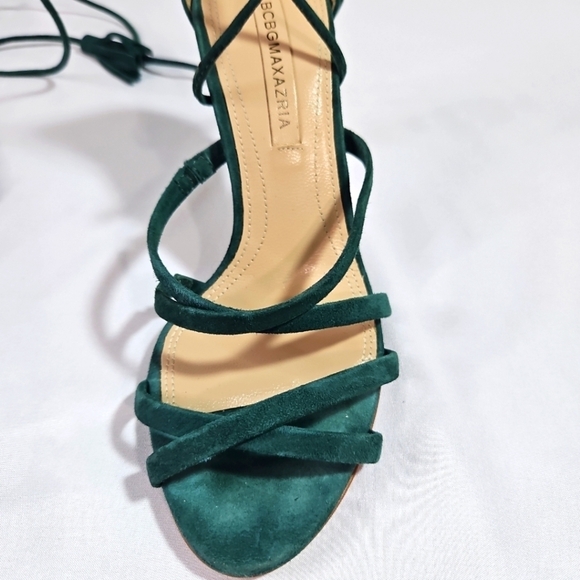 BCBGMAXAZRIA Green Suede Heels Sz 36 - Picture 6 of 8